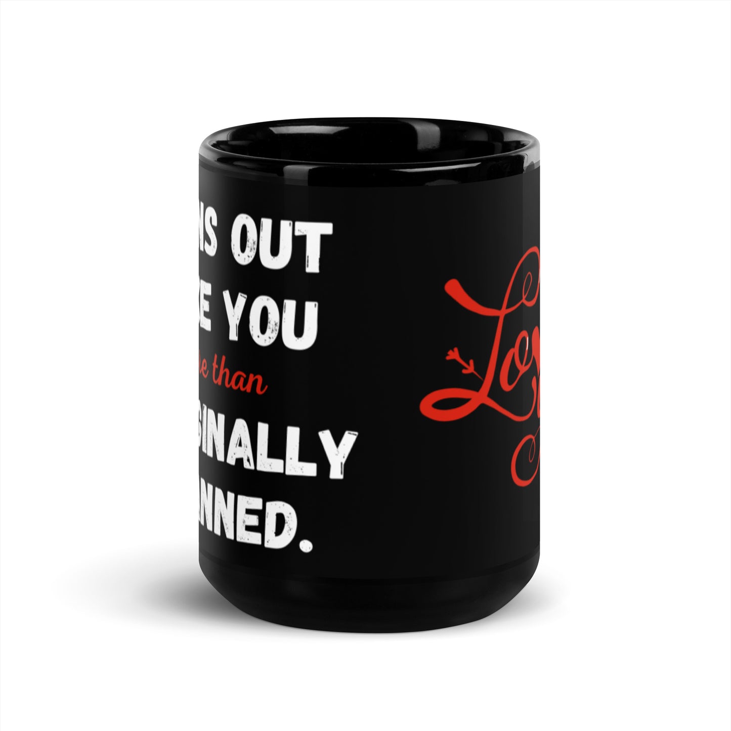 Love You More Black Mug