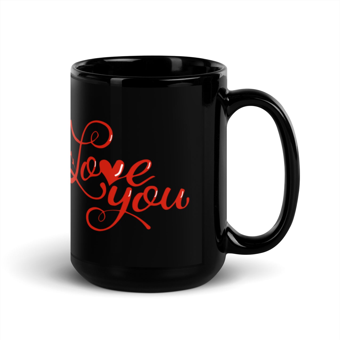 Love You More Black Mug